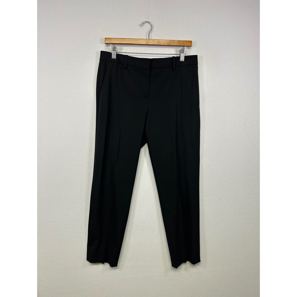 Quiet Luxury Theory Womens 6 Black Treeca 2 Traceable Wool Slim Cropped Pants